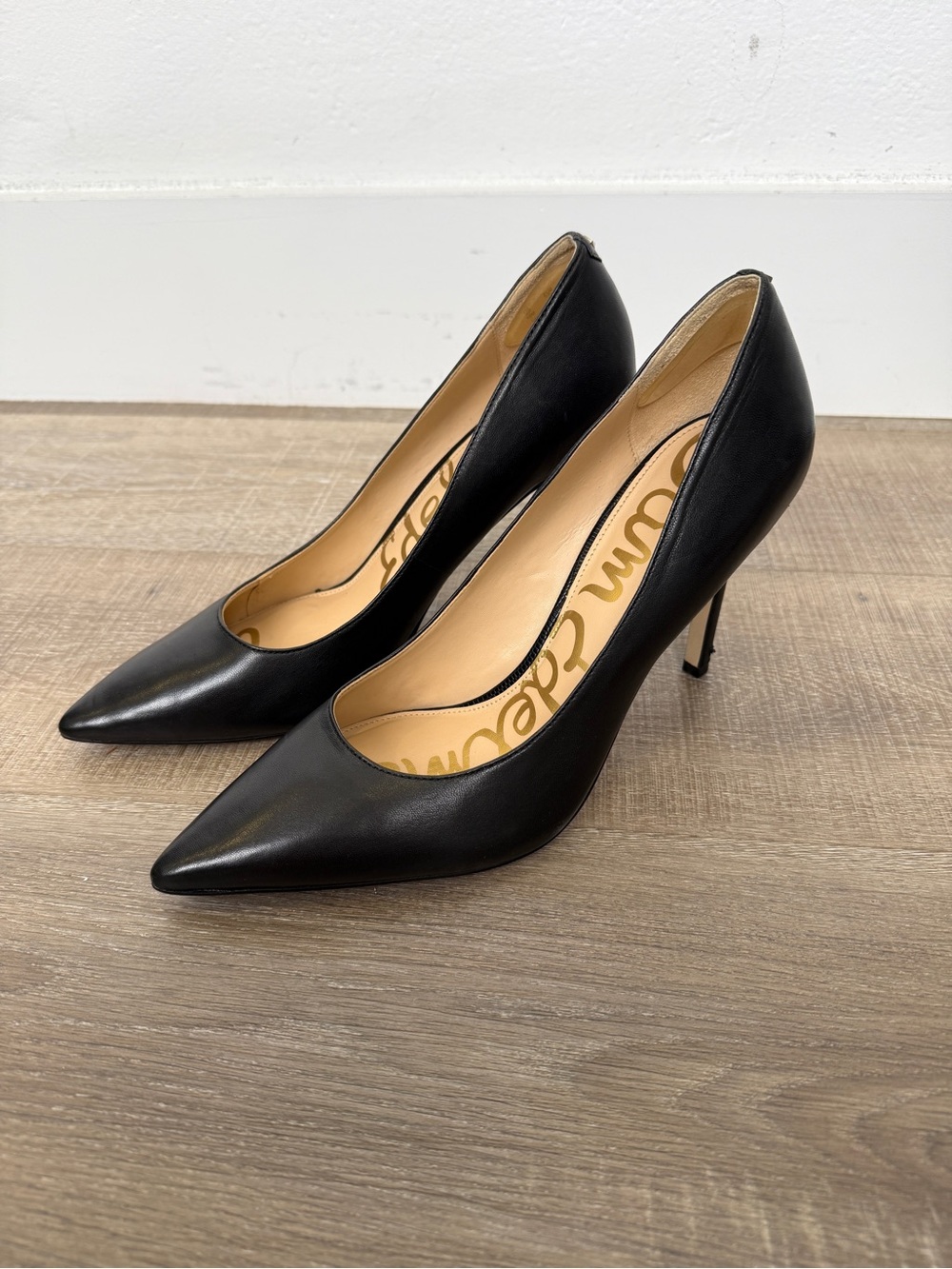 Sam Edelman Hazel Size 10 Black Leather Pointed Toe Stiletto Pumps